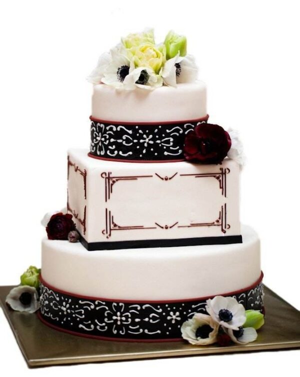 Tort de nunta elegant cu flori-0